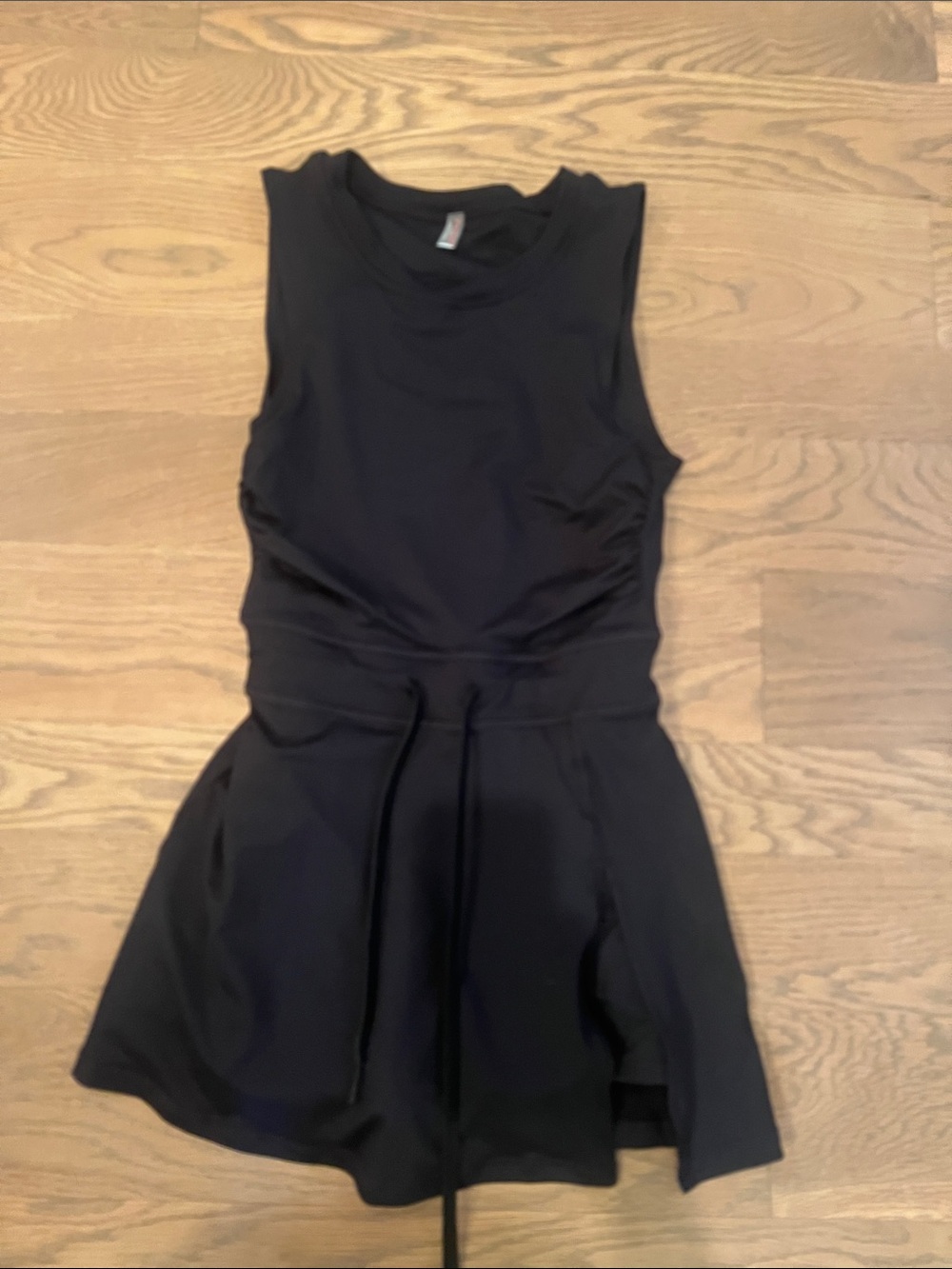 FP Movement by Free People Black Sleeveless Drawstring Waist Skater Dress
